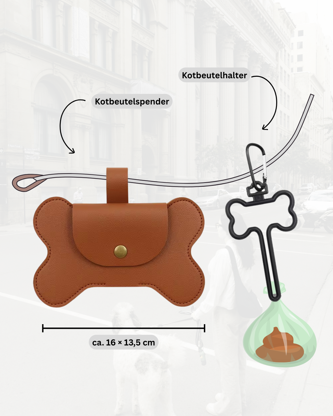 XXL Kotbeutelspender Set – Braun