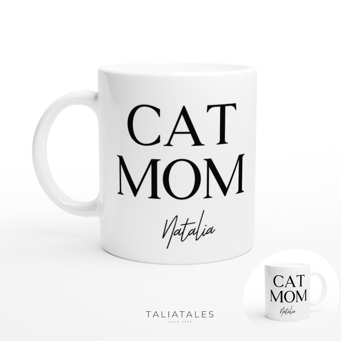 Personalisierte CAT MOM TASSE - WHITE EDITION