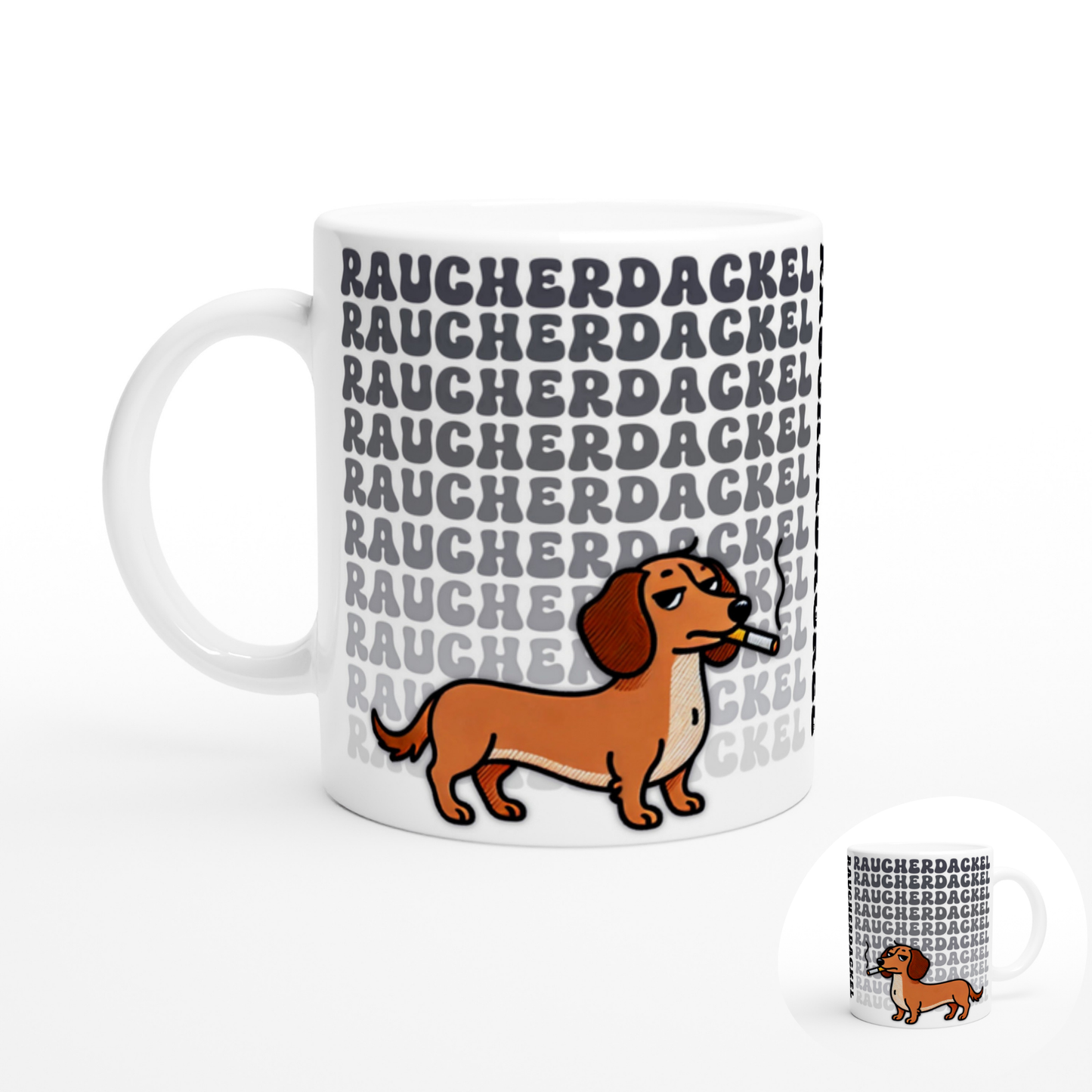 Tasse "Raucher-Dackel" Rauhaardackel 3 Hundetasse