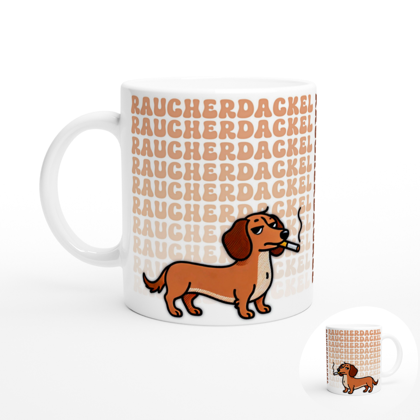 Tasse "Raucher-Dackel" Rauhaardackel 2 Hundetasse