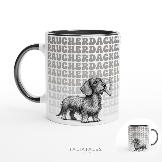Tasse "Raucher-Dackel" Rauhaardackel Hundetasse