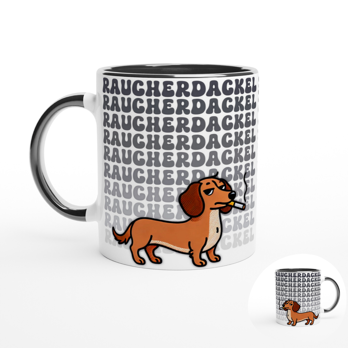 Tasse "Raucher-Dackel" Rauhaardackel 3 Hundetasse
