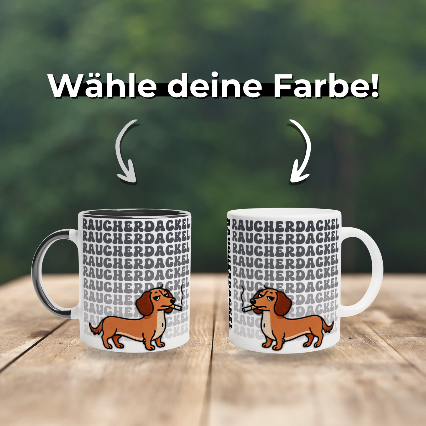 Tasse "Raucher-Dackel" Rauhaardackel 3 Hundetasse