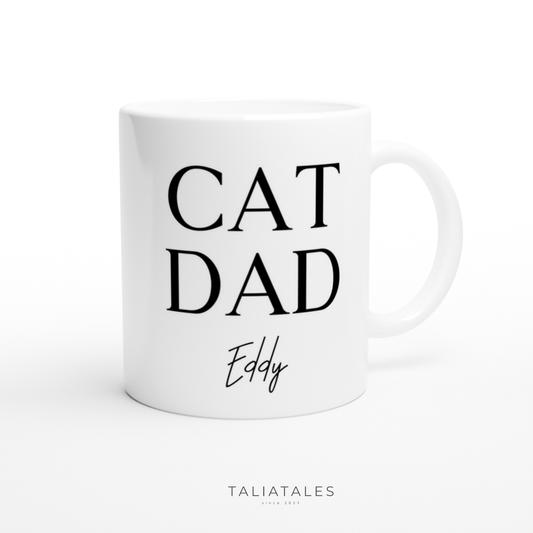 Personalisierte CAT DAD TASSE - WHITE EDITION
