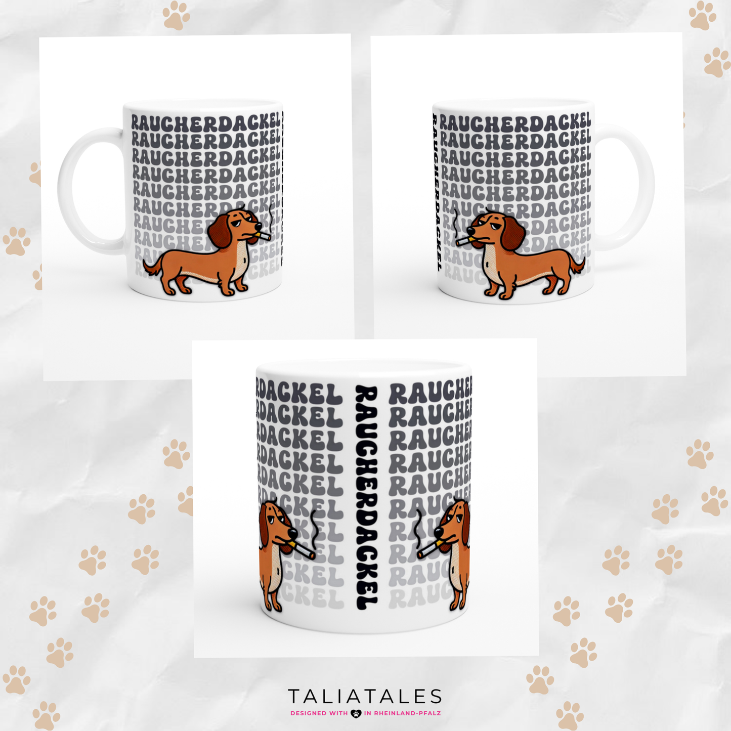 Tasse "Raucher-Dackel" Rauhaardackel 3 Hundetasse