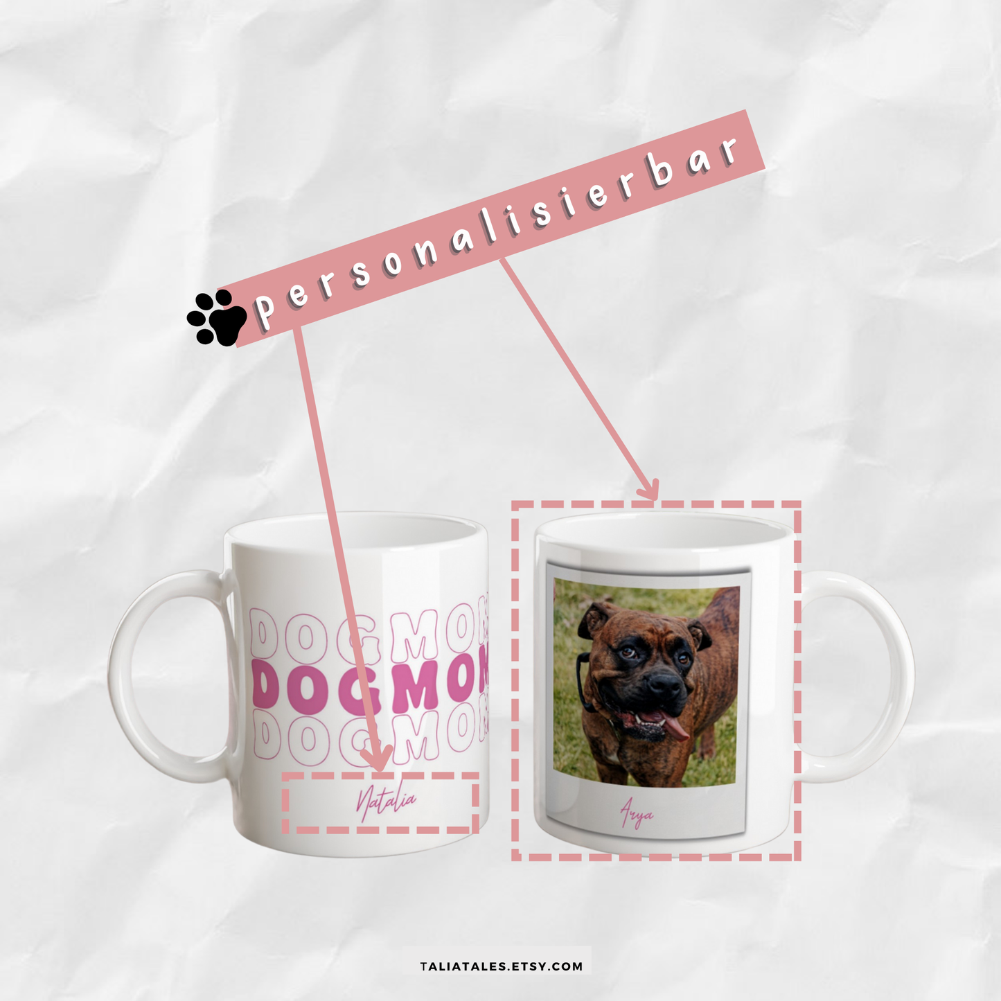 Personalisierte DOG MOM Fototasse II