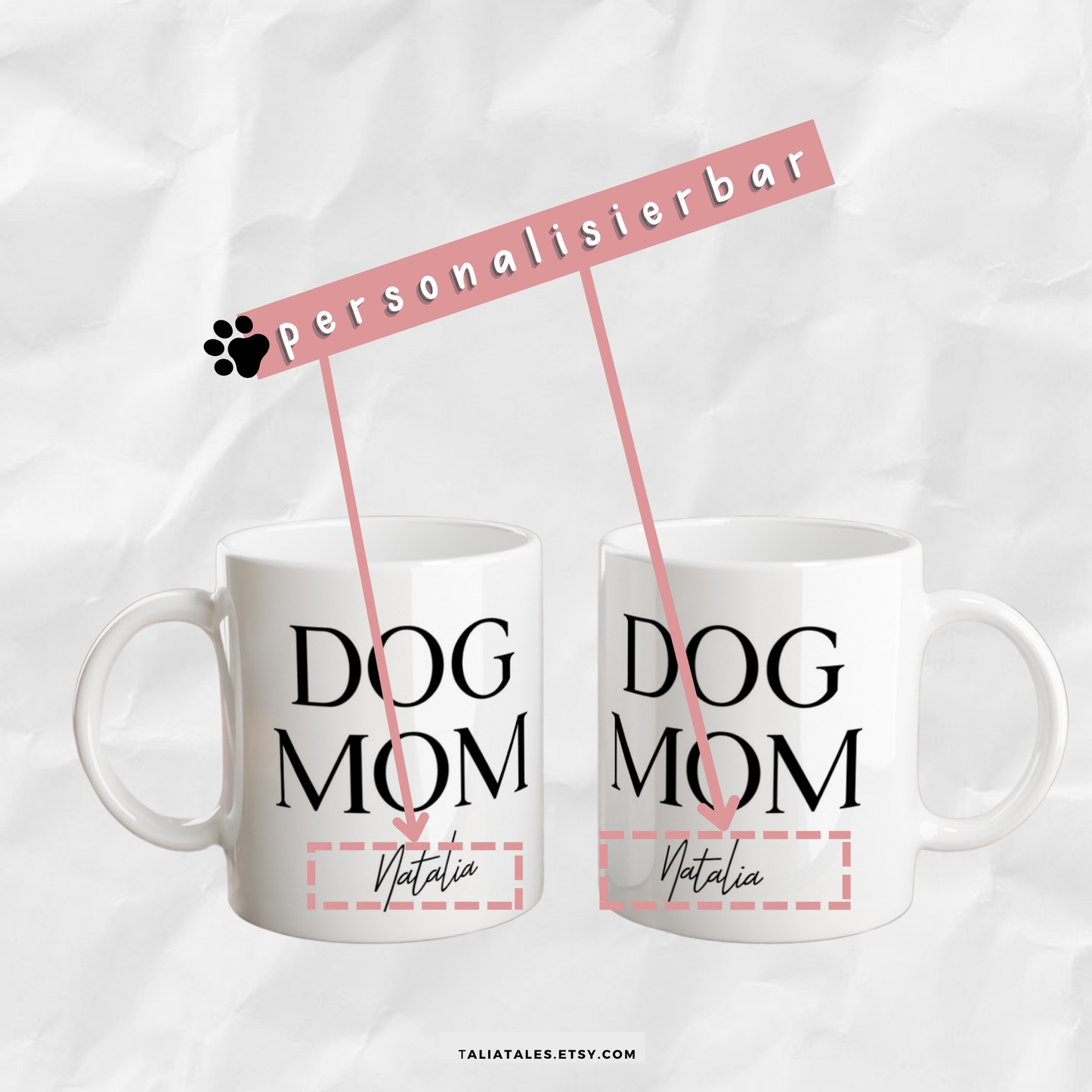 Personalisierte DOG MOM TASSE - WHITE EDITION