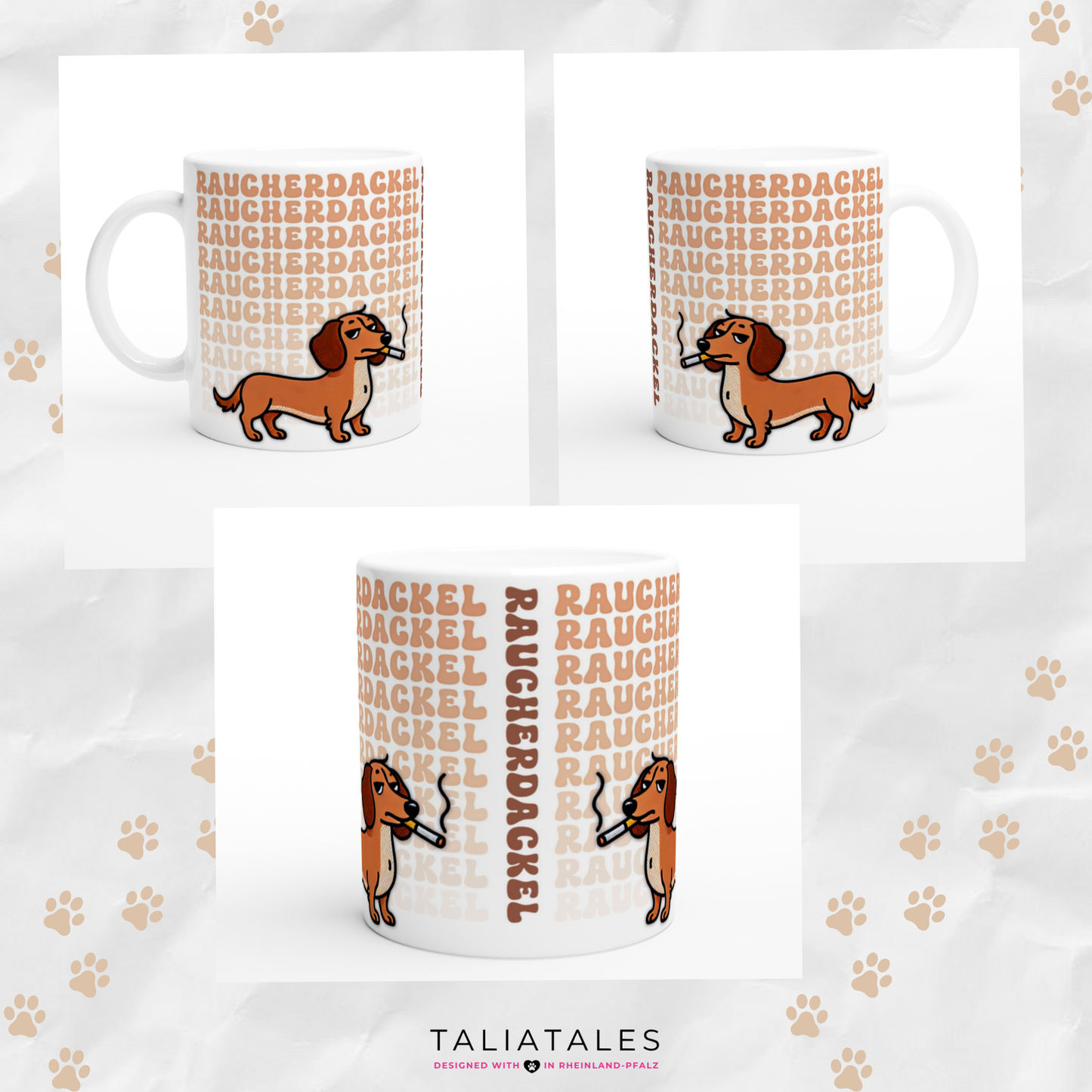 Tasse "Raucher-Dackel" Rauhaardackel 2 Hundetasse