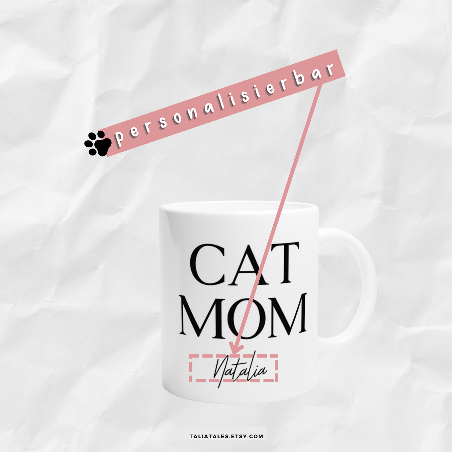 Personalisierte CAT MOM TASSE - WHITE EDITION