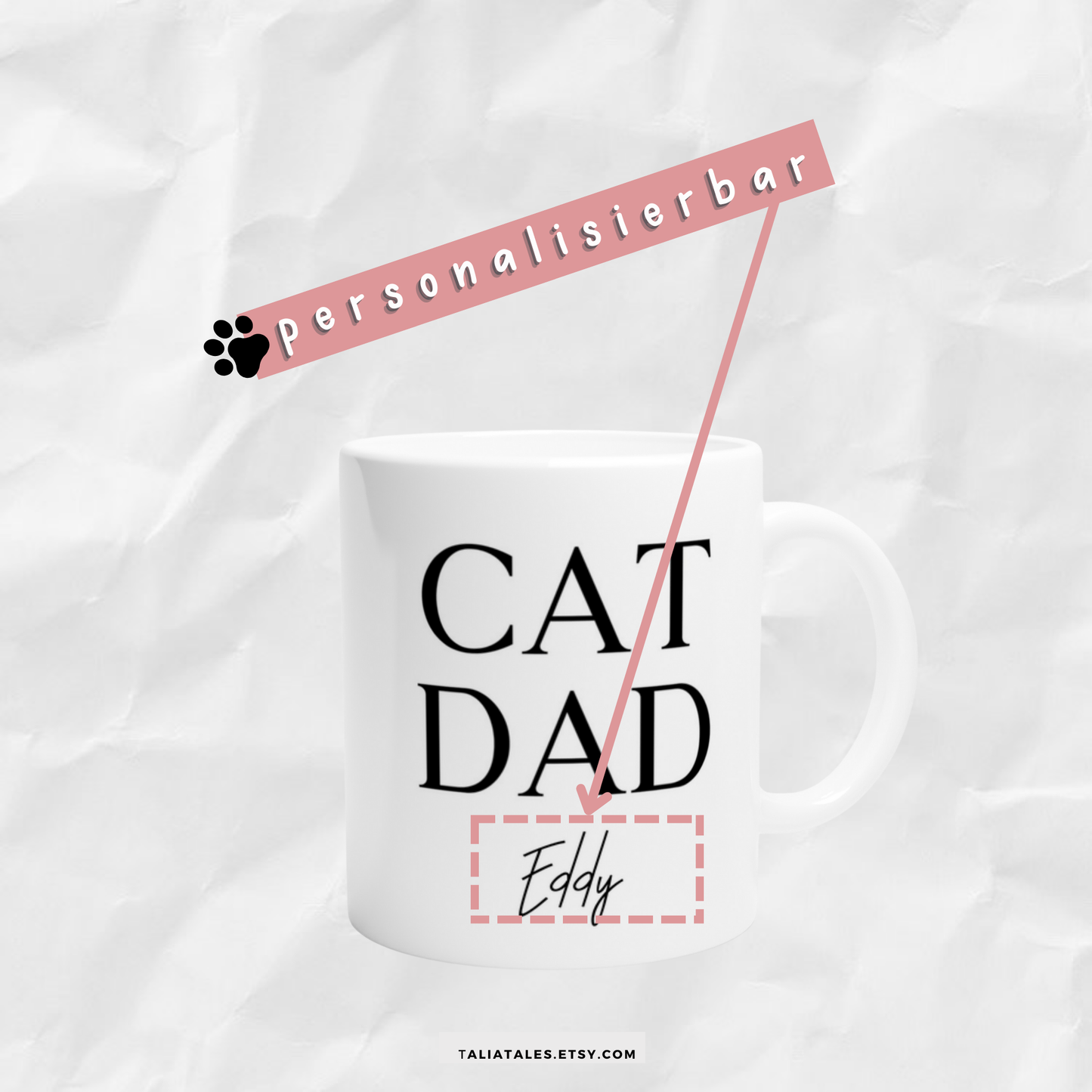Personalisierte CAT DAD TASSE - WHITE EDITION