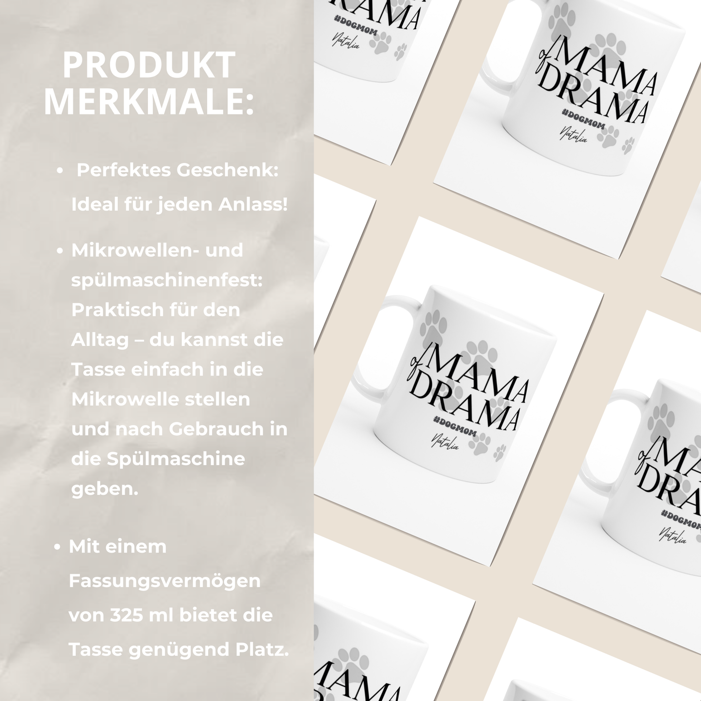 Personalisierte MAMA OF DRAMA TASSE - WHITE EDITION