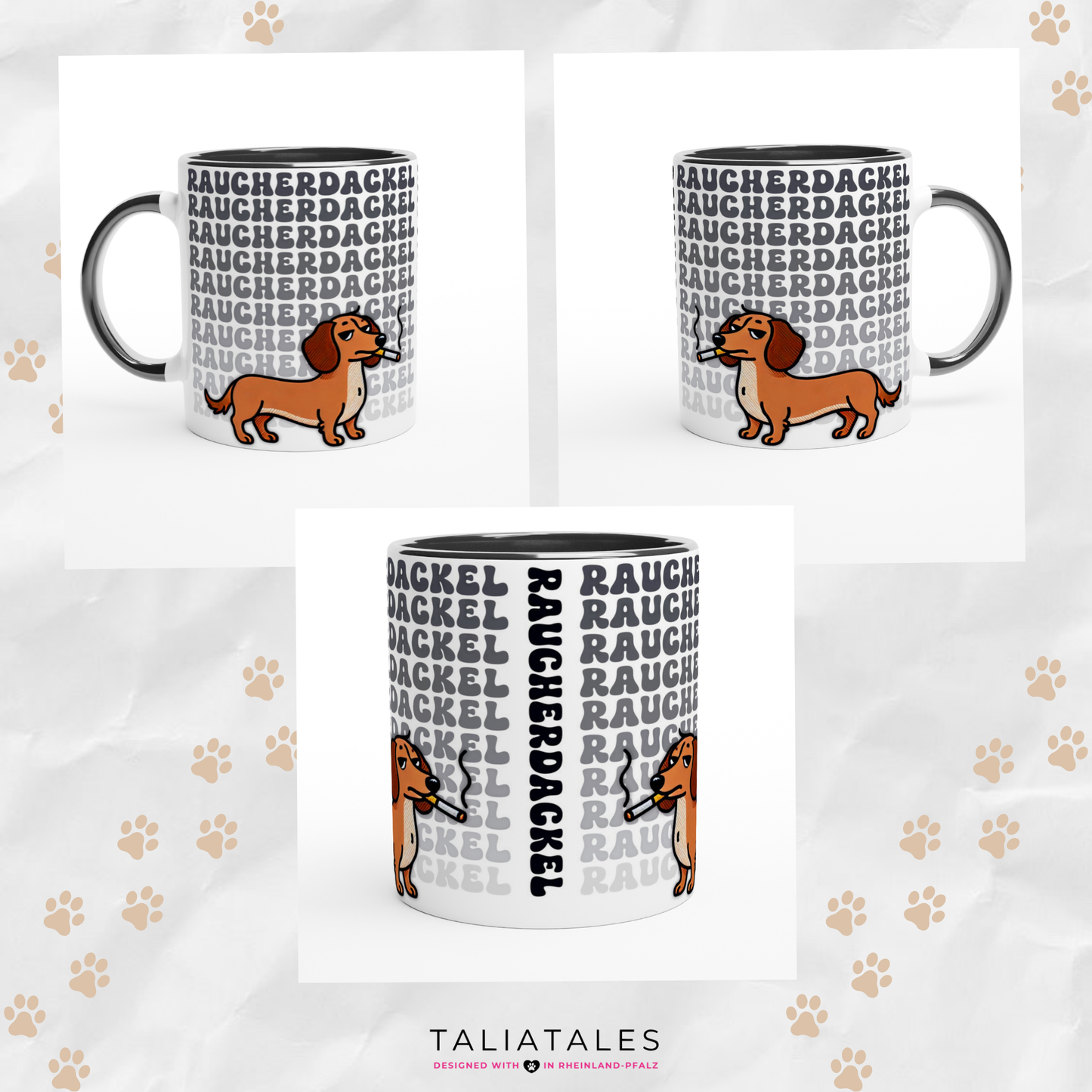 Tasse "Raucher-Dackel" Rauhaardackel 3 Hundetasse