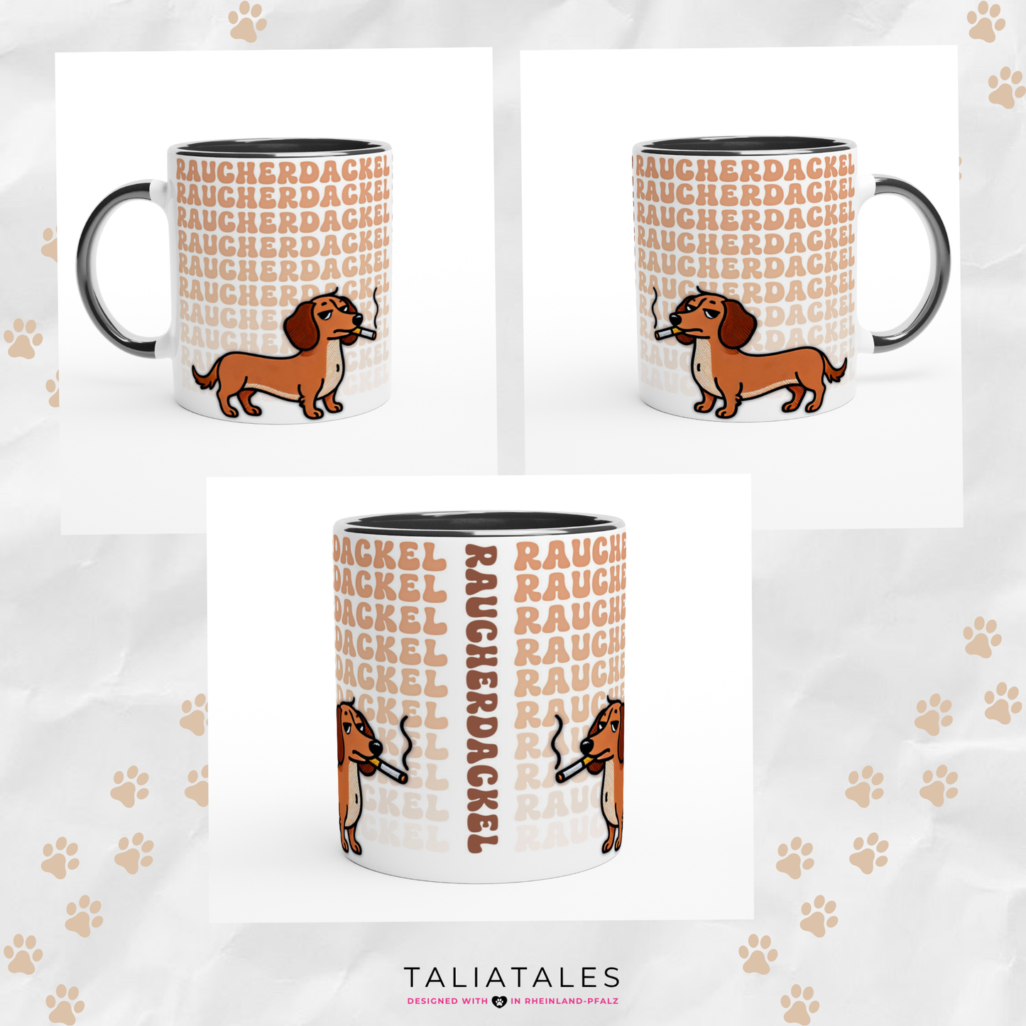 Tasse "Raucher-Dackel" Rauhaardackel 2 Hundetasse