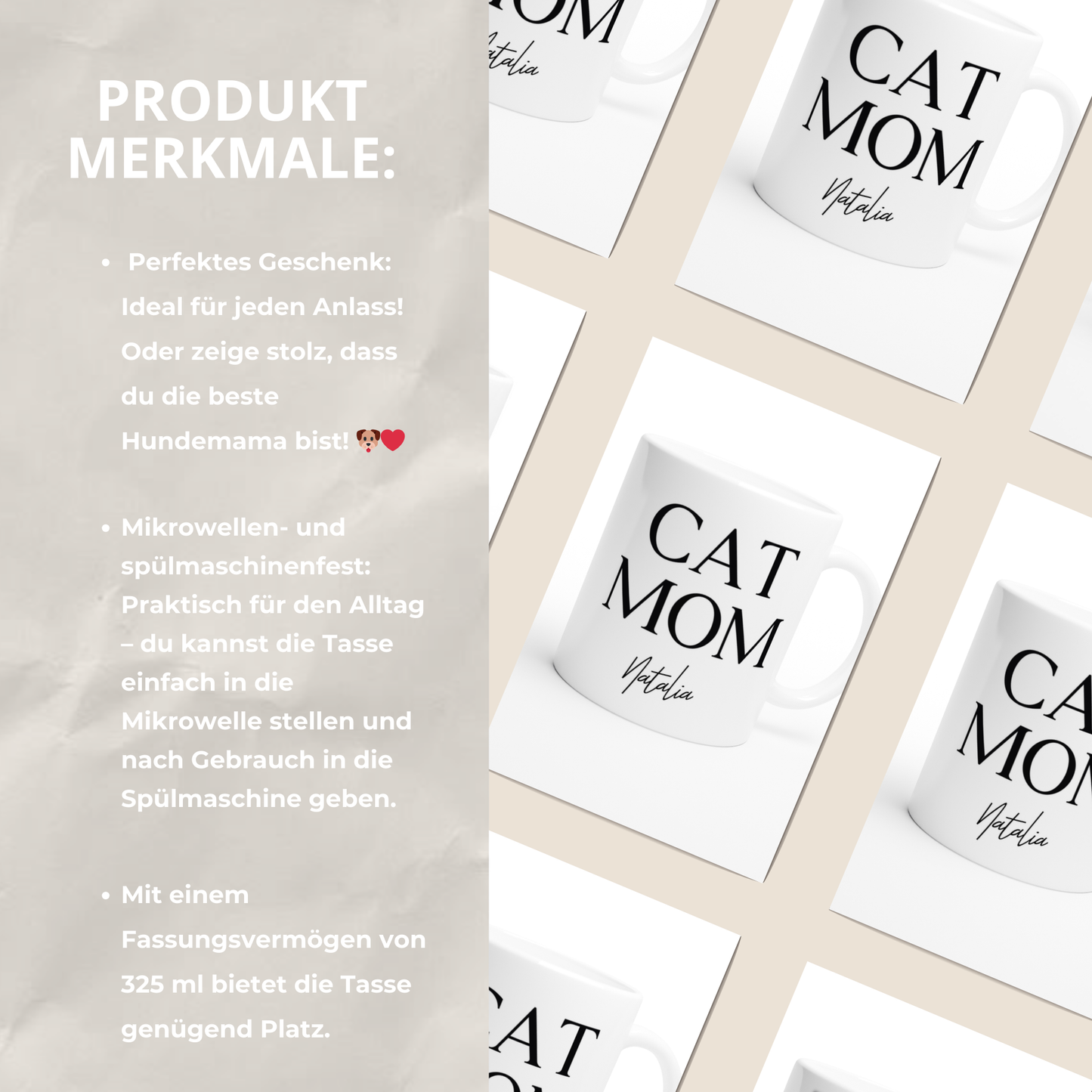 Personalisierte CAT MOM TASSE - WHITE EDITION