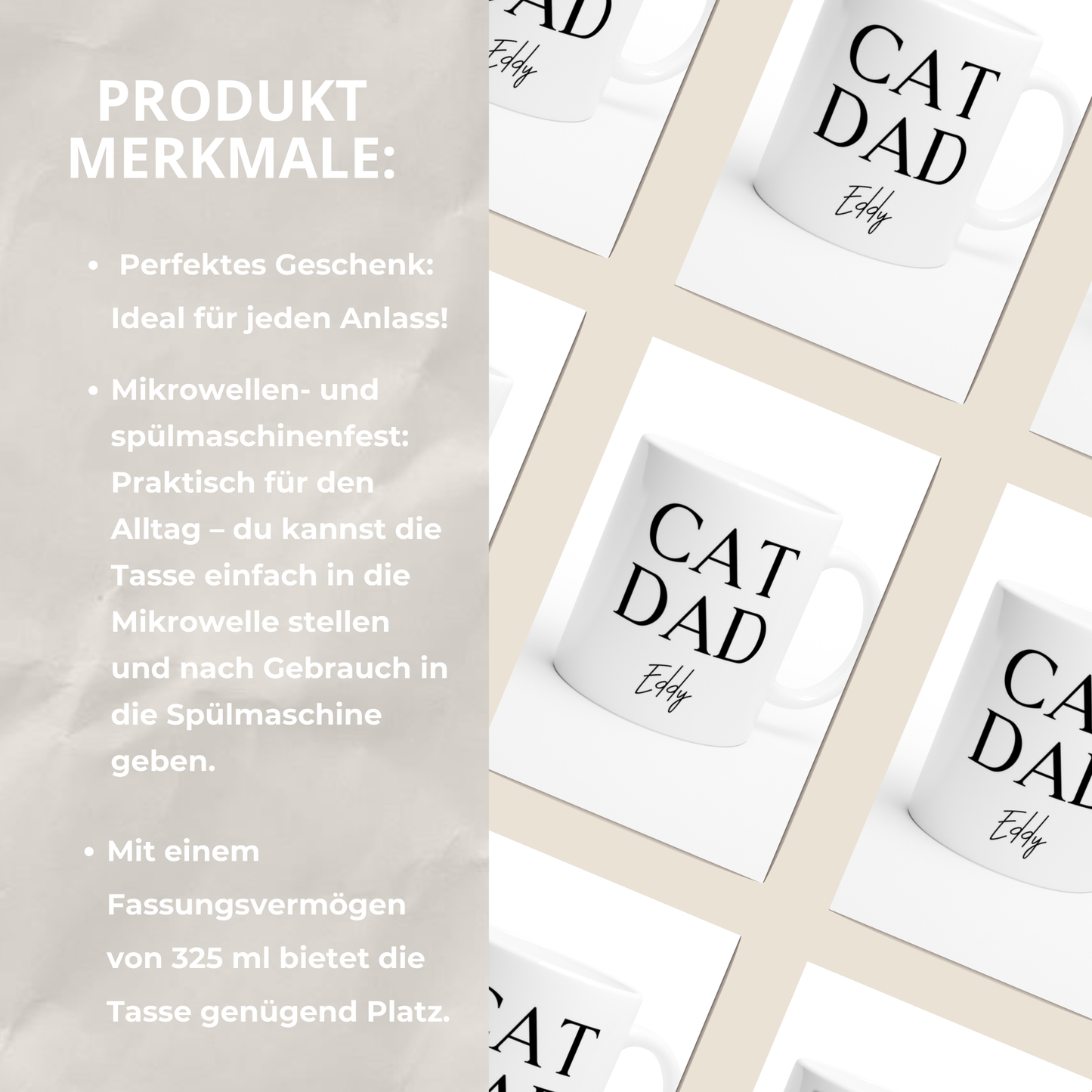 Personalisierte CAT DAD TASSE - WHITE EDITION