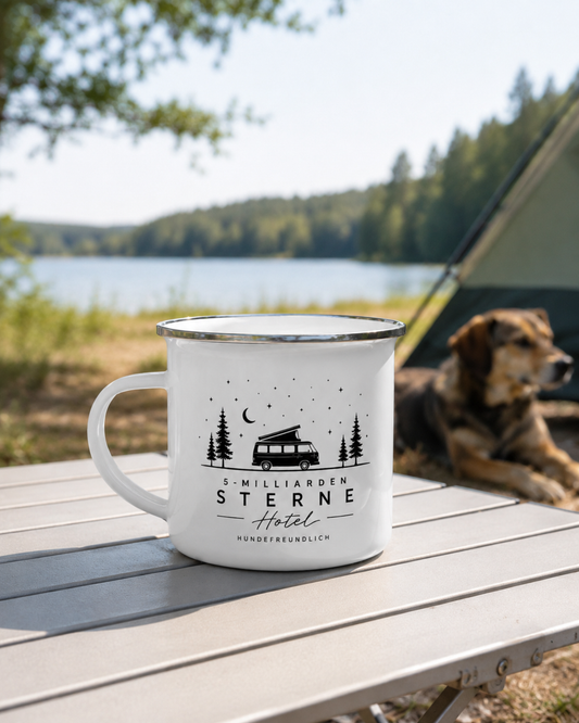 Emaille Tasse "5 Miliarden Sterne"