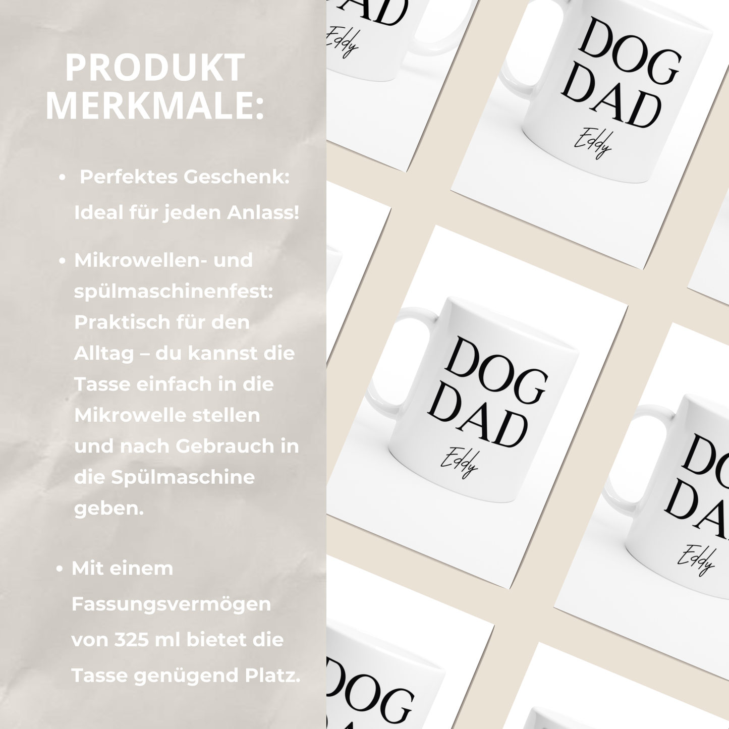 Personalisierte DOG DAD TASSE - WHITE EDITION