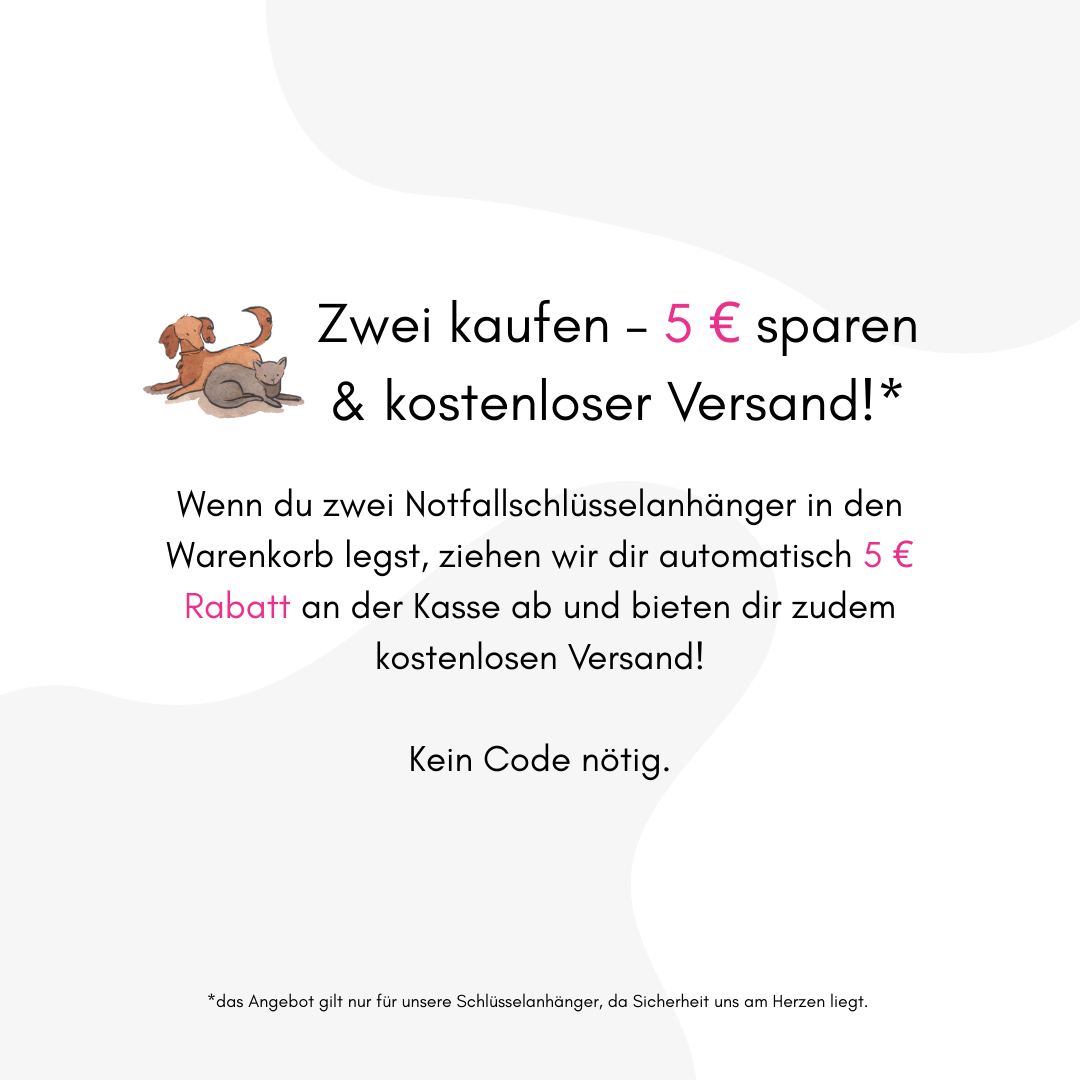 Schlüsselanhänger „Mein Hund ist alleine zuhause“ Gold – inkl. Notfallkarte