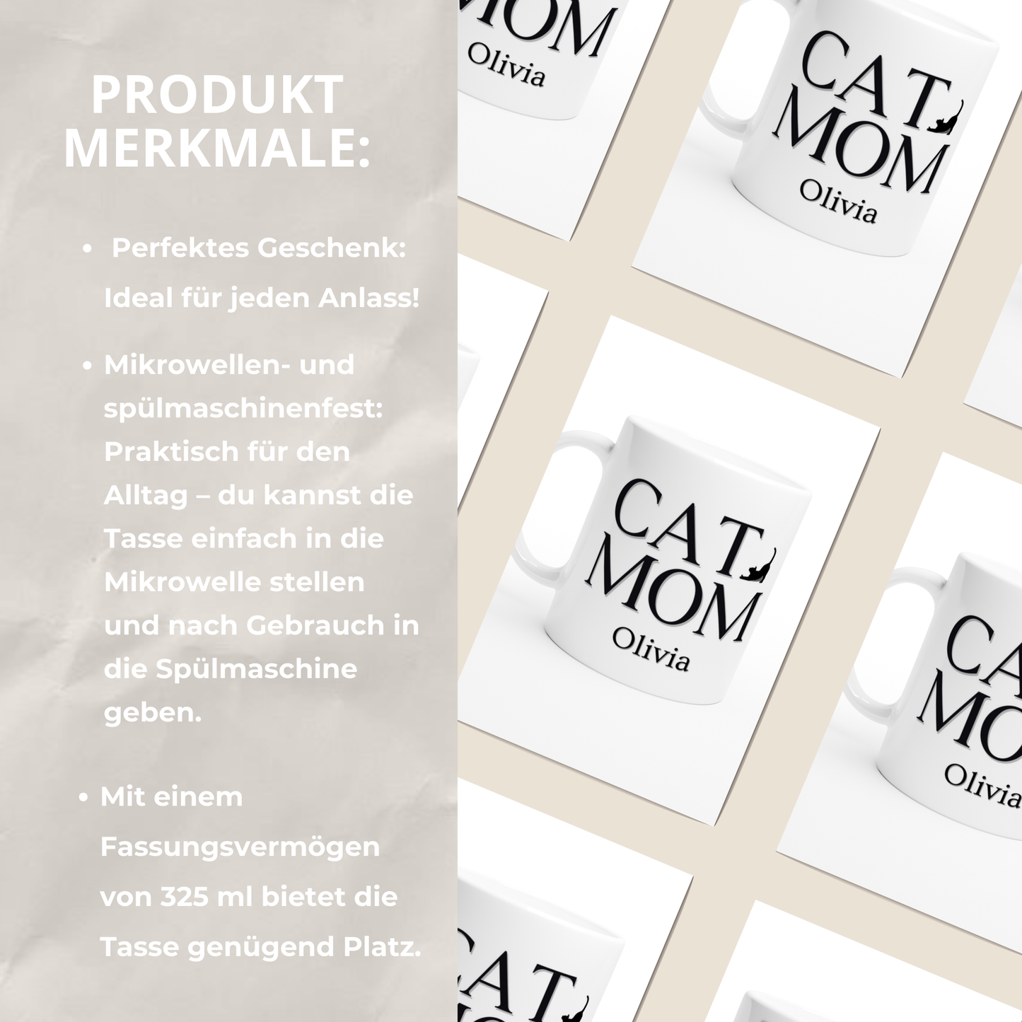 Personalisierte Fototasse CAT MOM