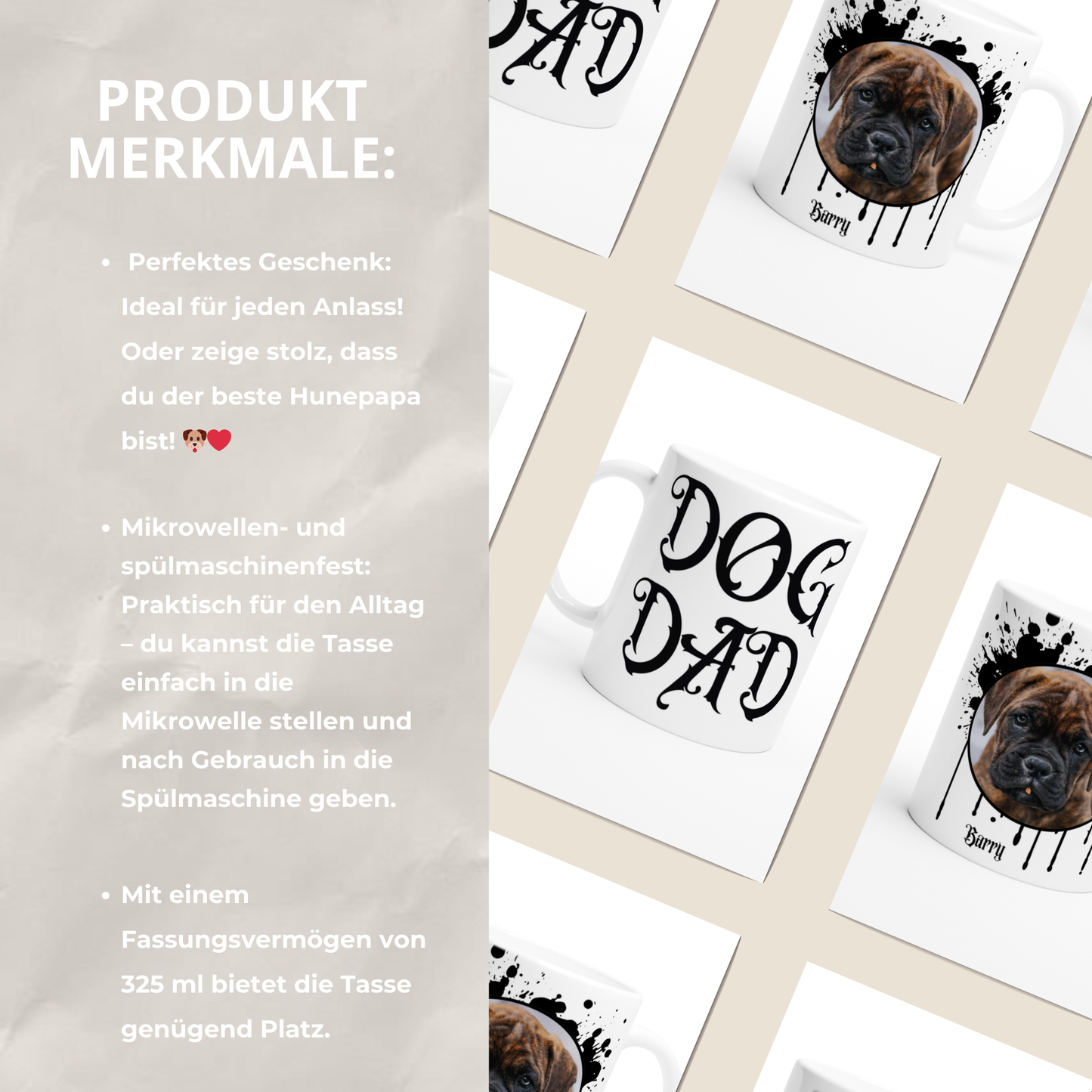 Personalisierte DOG DAD Fototasse I