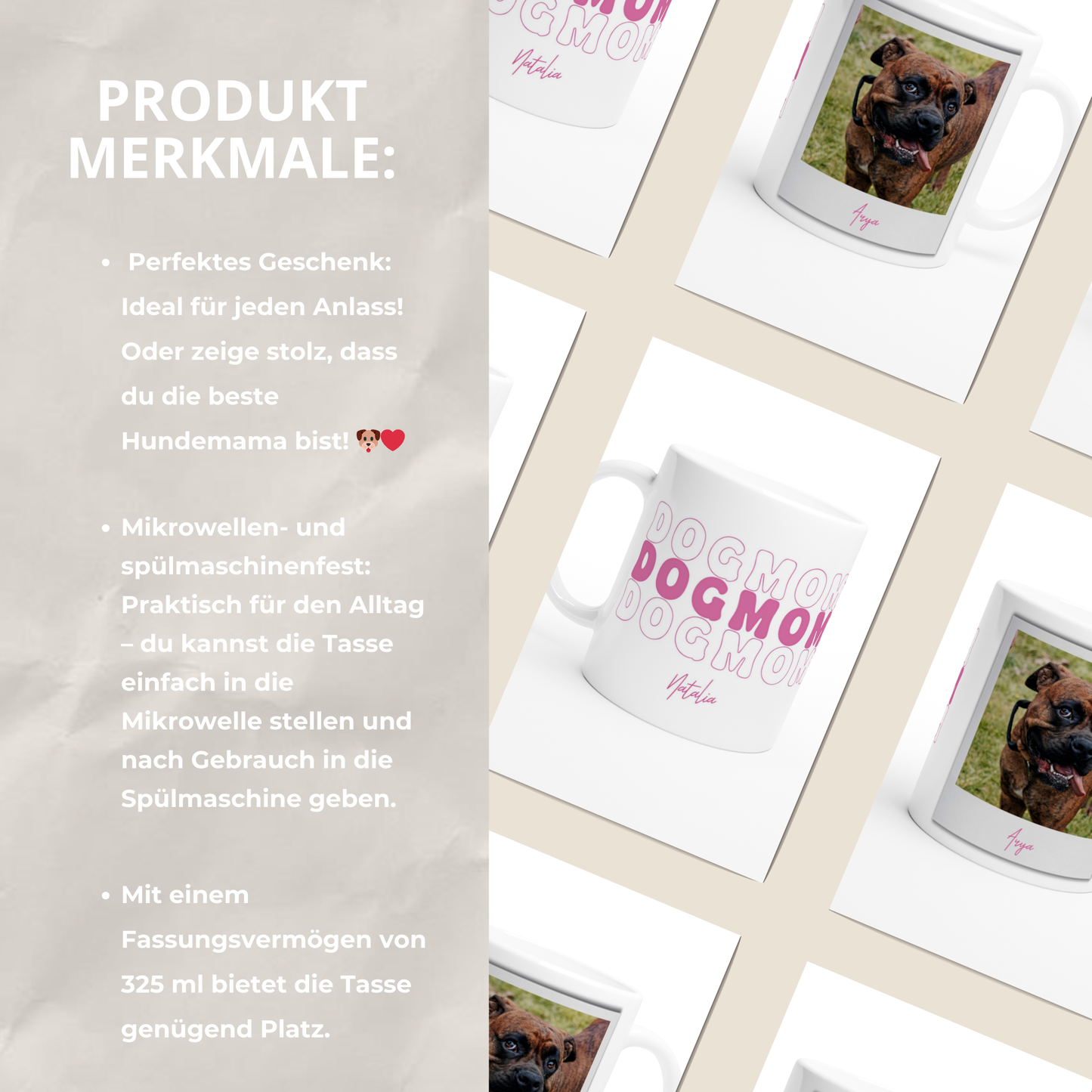 Personalisierte DOG MOM Fototasse II