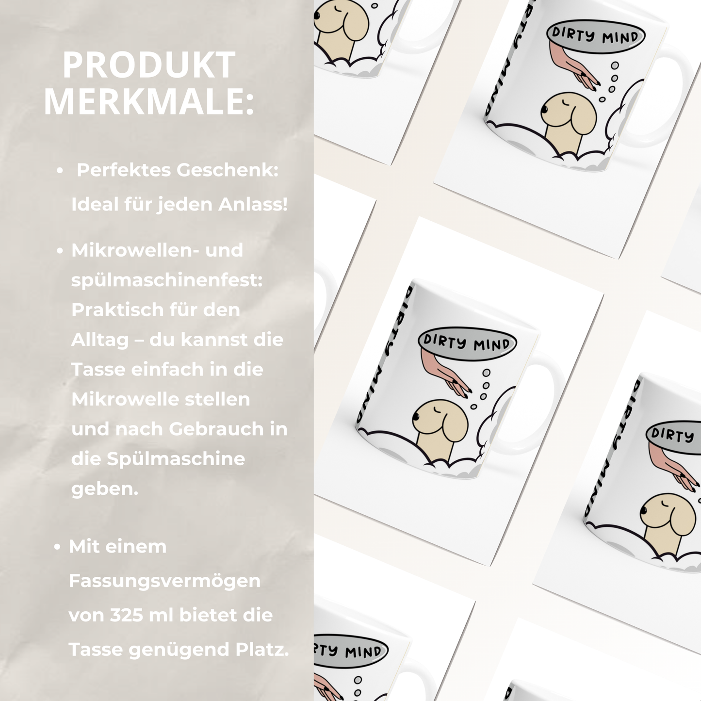 Tasse "DIRTY MIND" Hundetasse