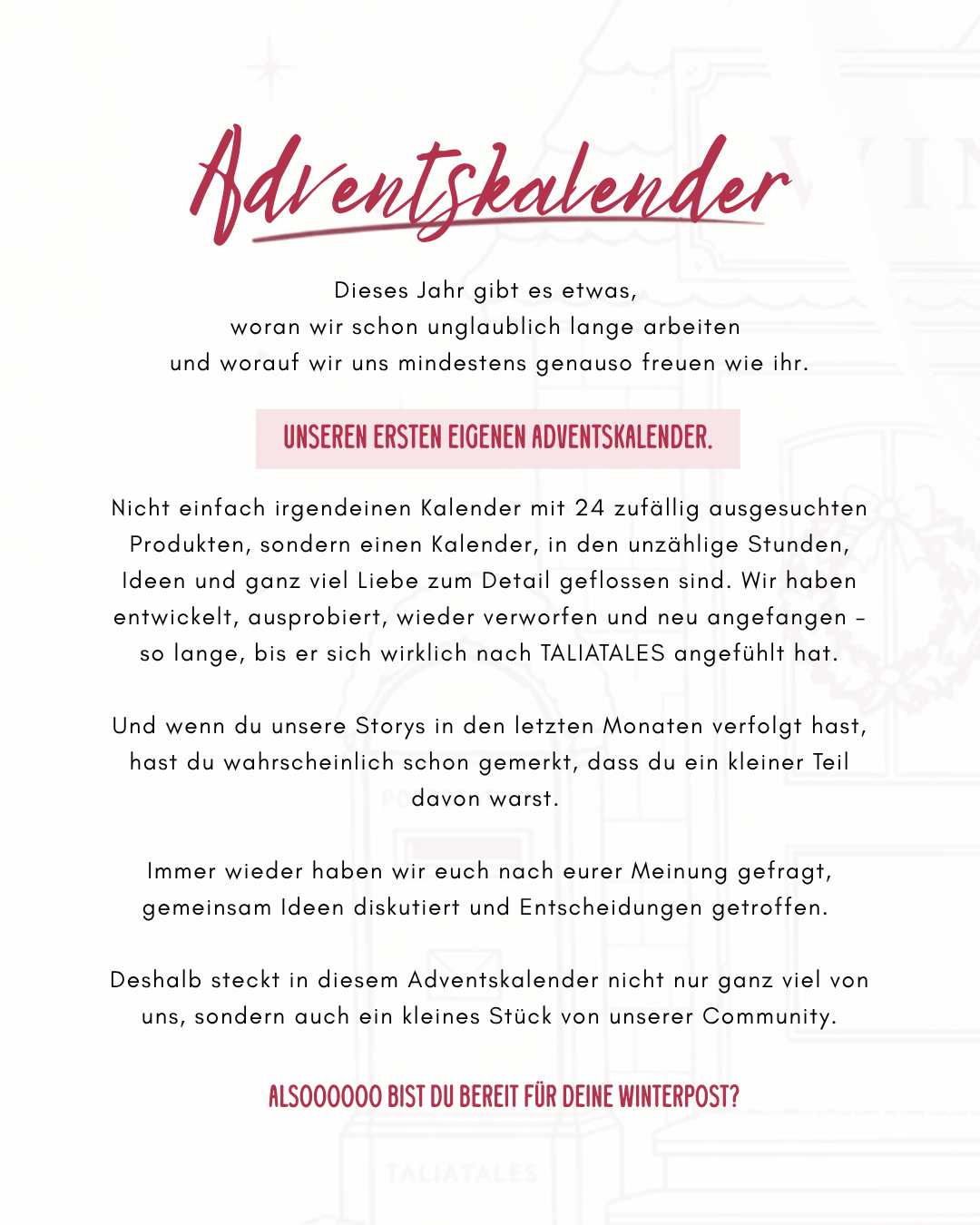 TALIATALES Adventskalender 2026 – Vorbestellung
