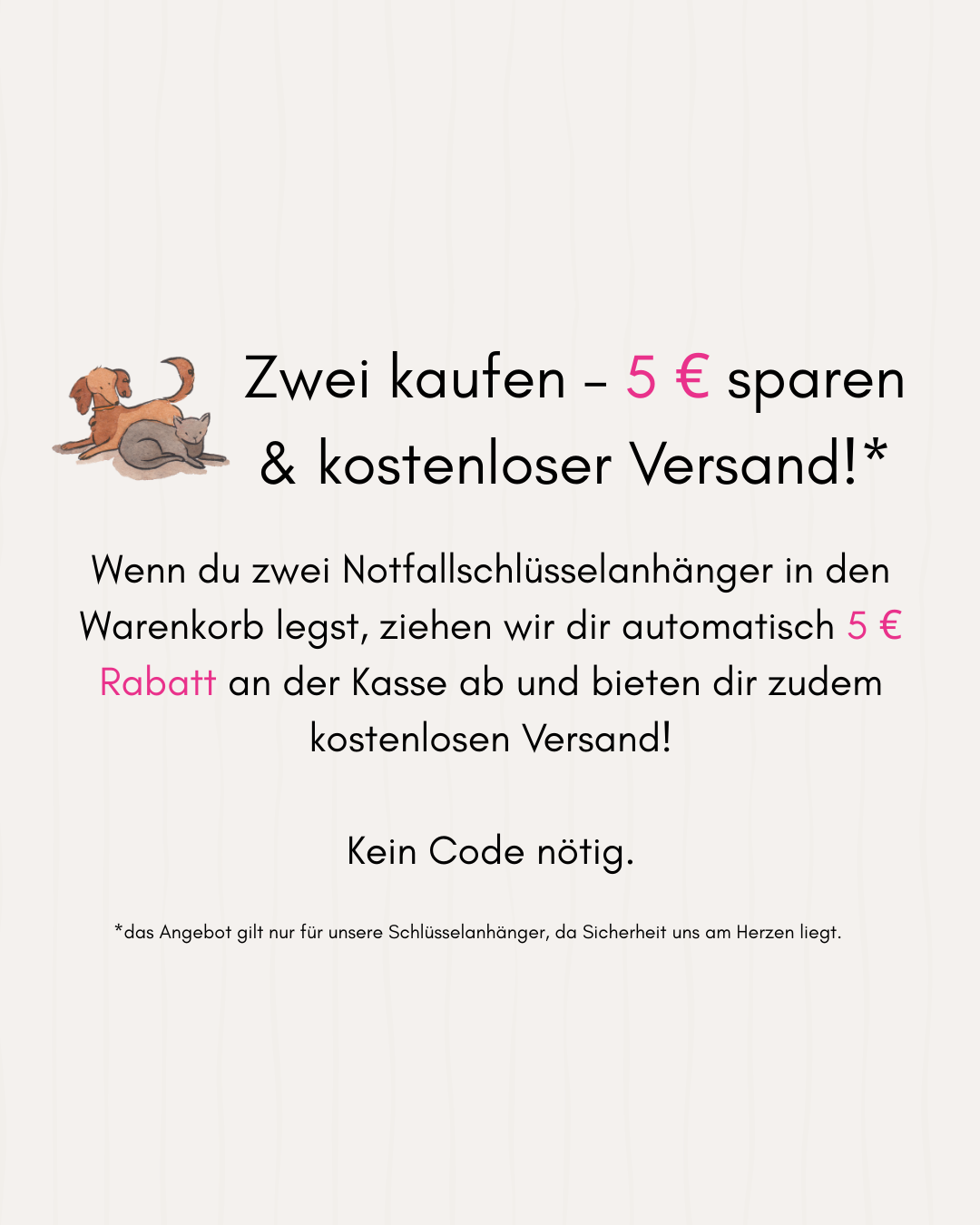 Schlüsselanhänger „Meine Katze ist alleine zuhause“ Pink – inkl. Notfallkarte