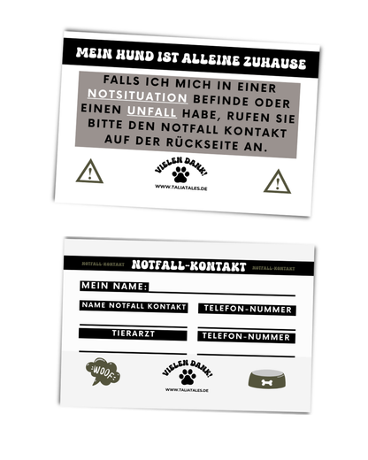 Notfallkarten Hund Schwarz