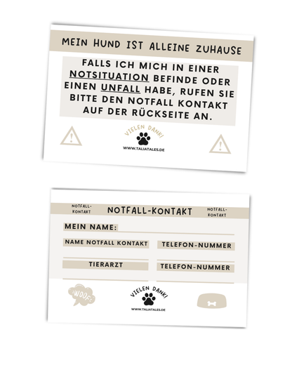 Notfallkarten Hund Beige