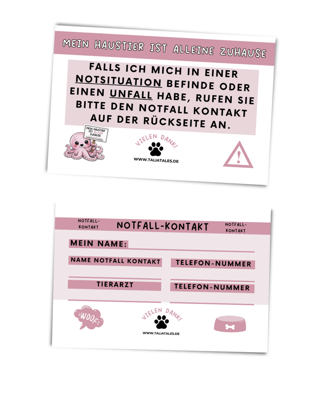 Notfallkarten Haustier Oktopus