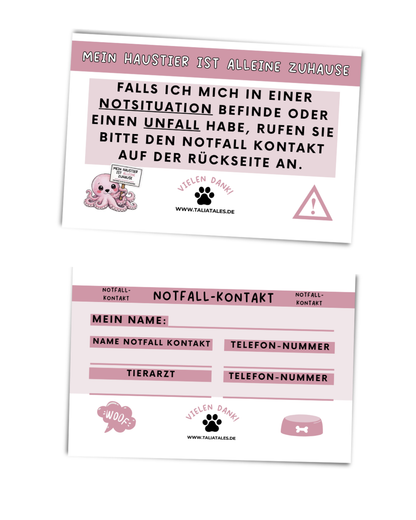 Notfallkarten Haustier Oktopus