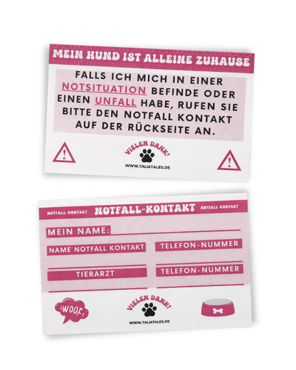 Notfallkarten Hund Pink