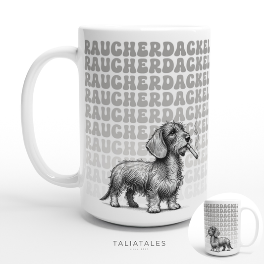 XL Tasse "Raucher-Dackel" Rauhaardackel Hundetasse