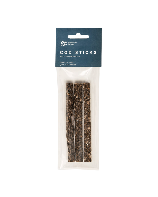 Kabeljau-Sticks mit Heidelbeeren