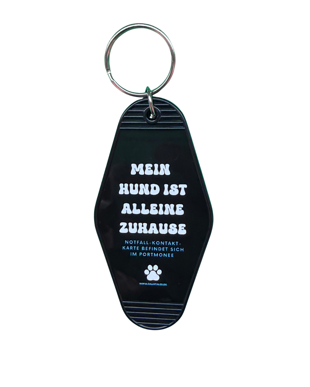 Schlüsselanhänger „Mein Hund ist alleine zuhause“ Black – inkl. Notfallkarte