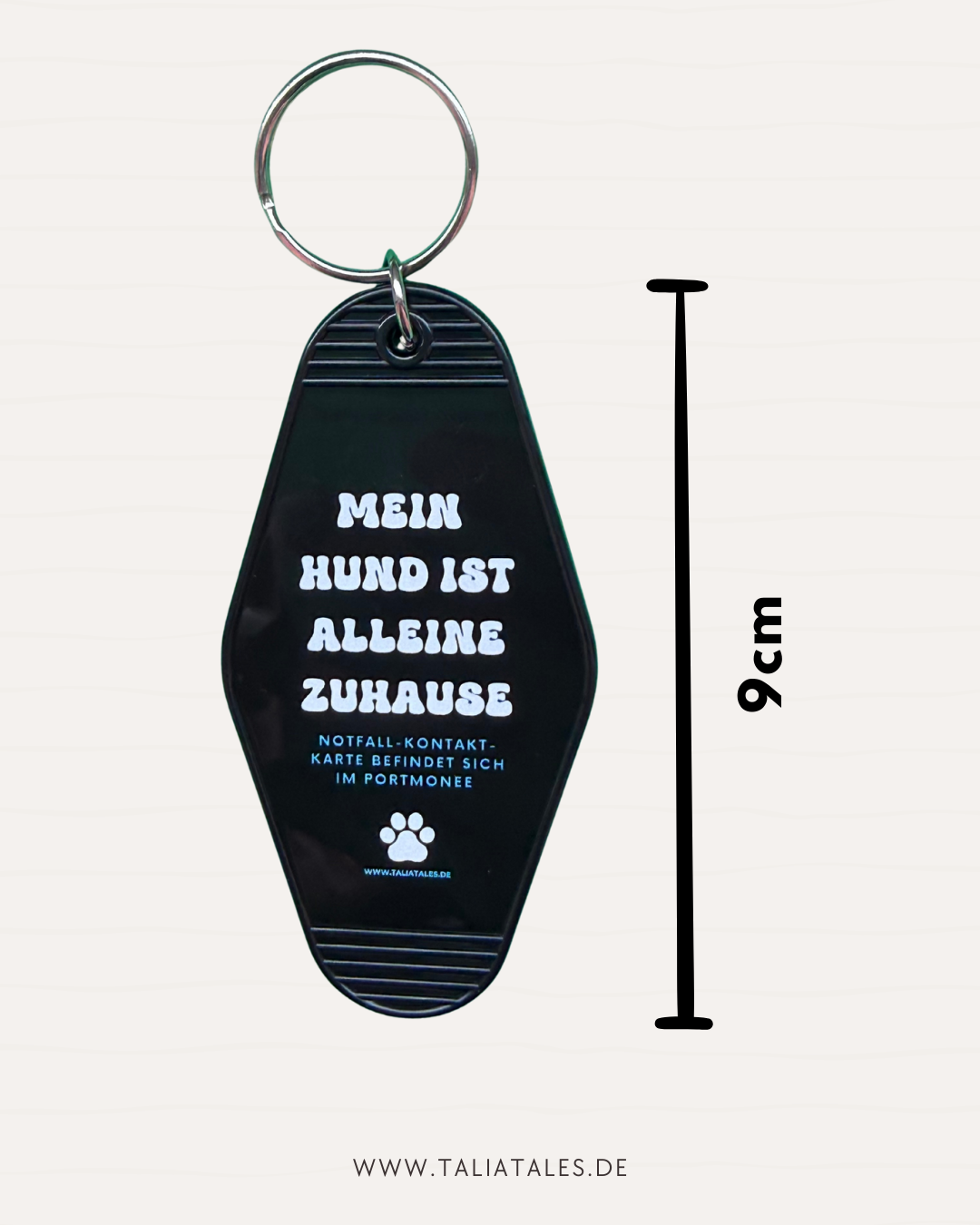 Schlüsselanhänger „Mein Hund ist alleine zuhause“ Black – inkl. Notfallkarte