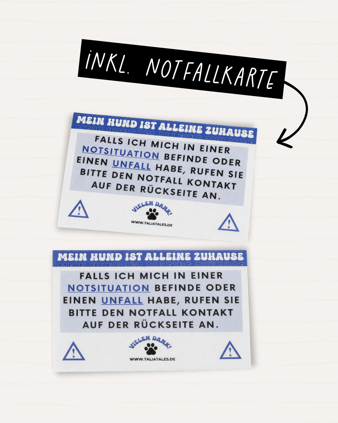 Schlüsselanhänger „Mein Hund ist alleine zuhause“ Black – inkl. Notfallkarte