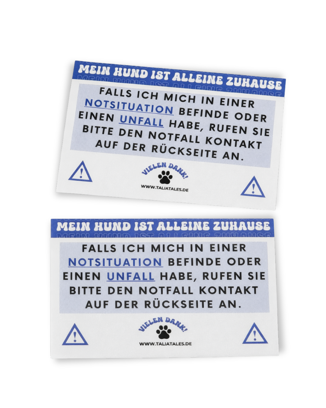Notfallkarten Hund Blau