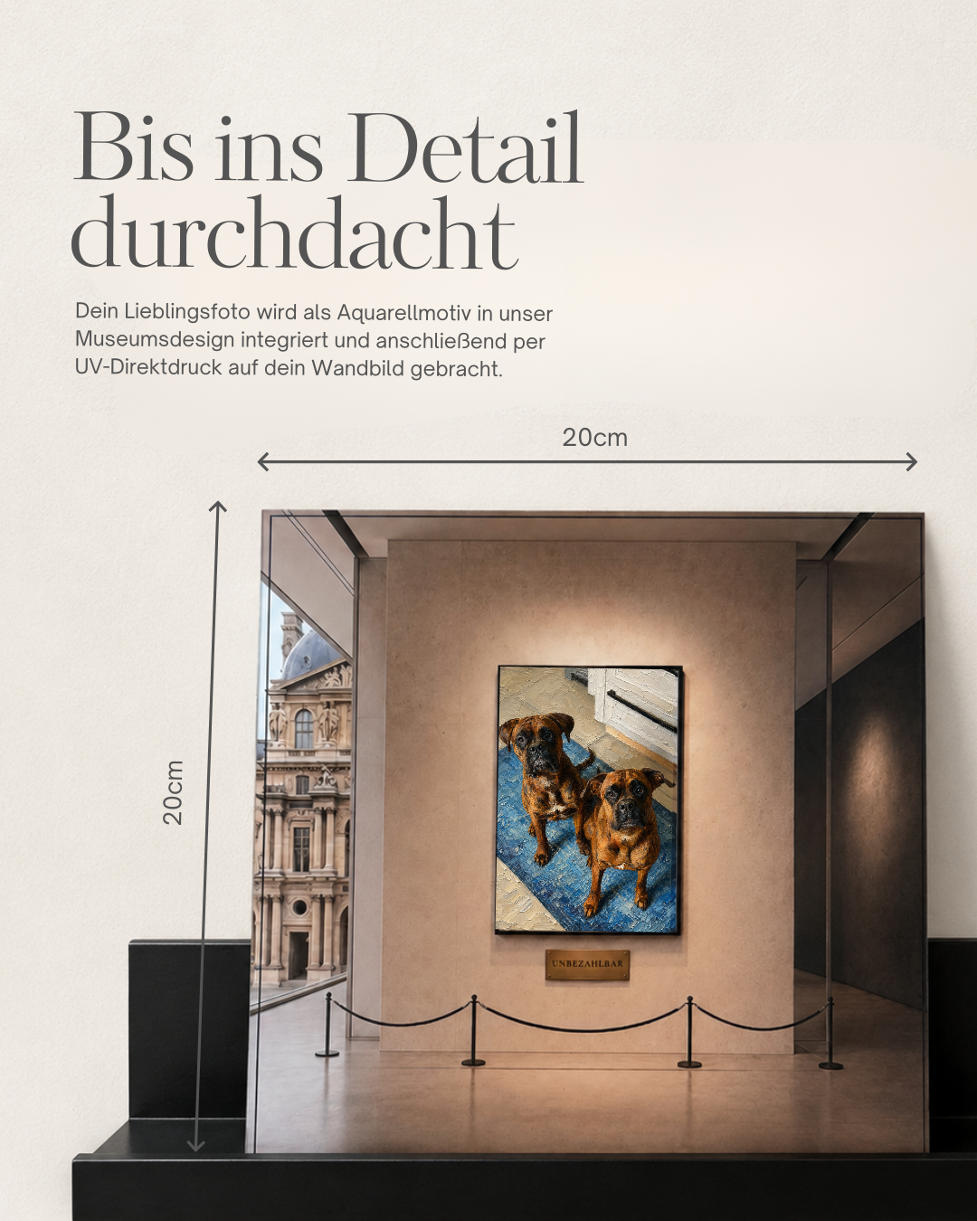 Personalisiertes Hundebild im Museumsstil | 20 × 20 cm