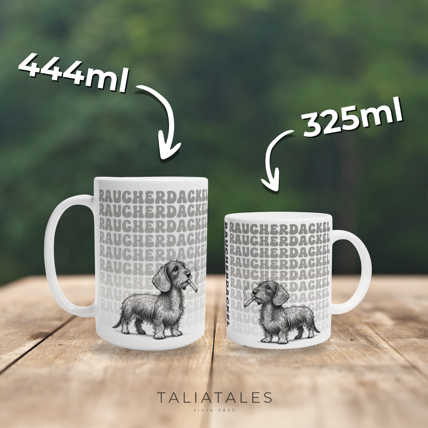 XL Tasse "Raucher-Dackel" Rauhaardackel Hundetasse