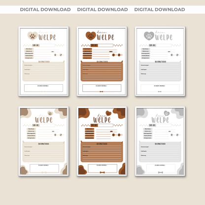 Kartei Karten Welpen | Wurfabnahmeprotokoll | Digitaler Download