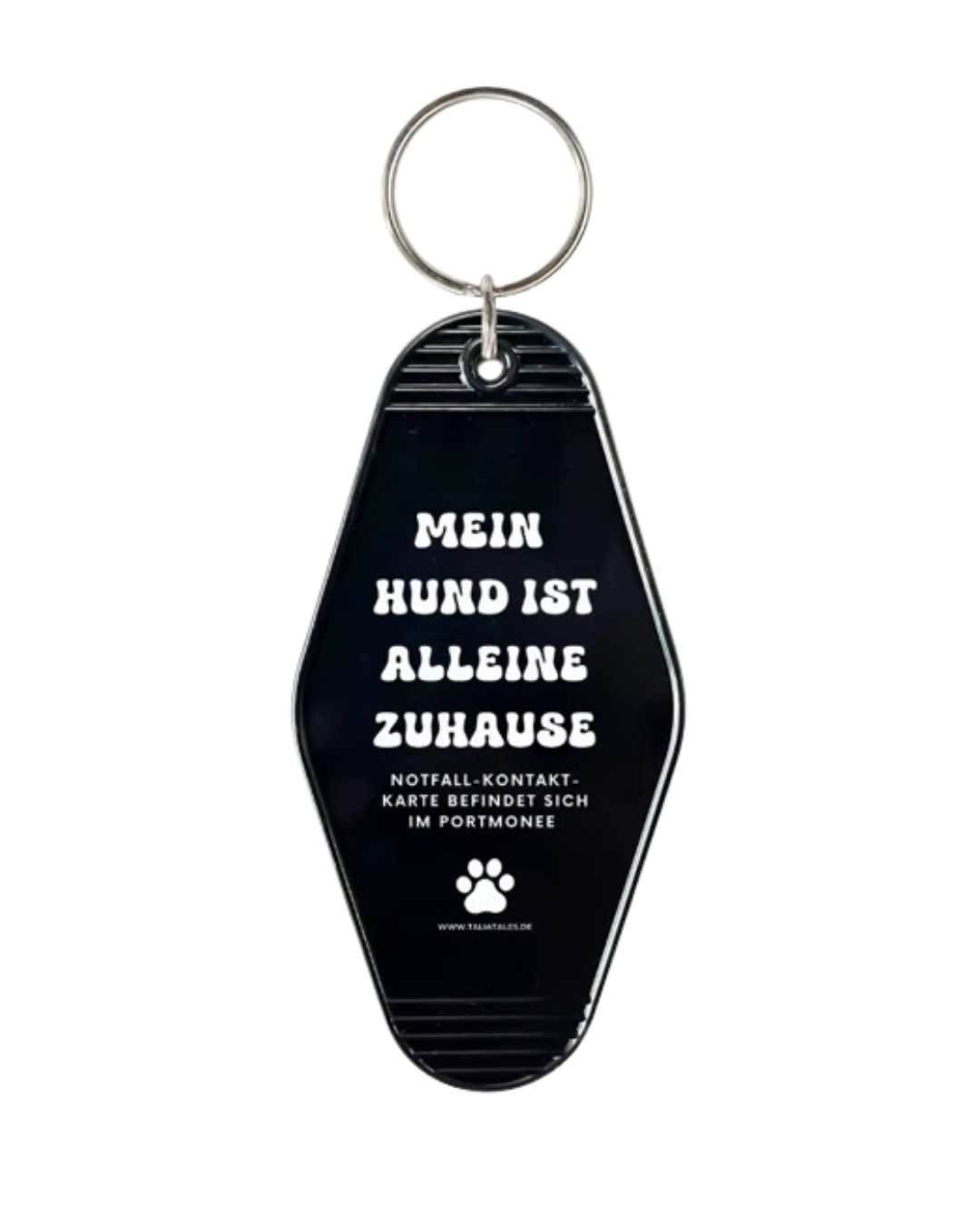 Schlüsselanhänger „Mein Hund ist alleine zuhause“ ALLBlack – inkl. Notfallkarte