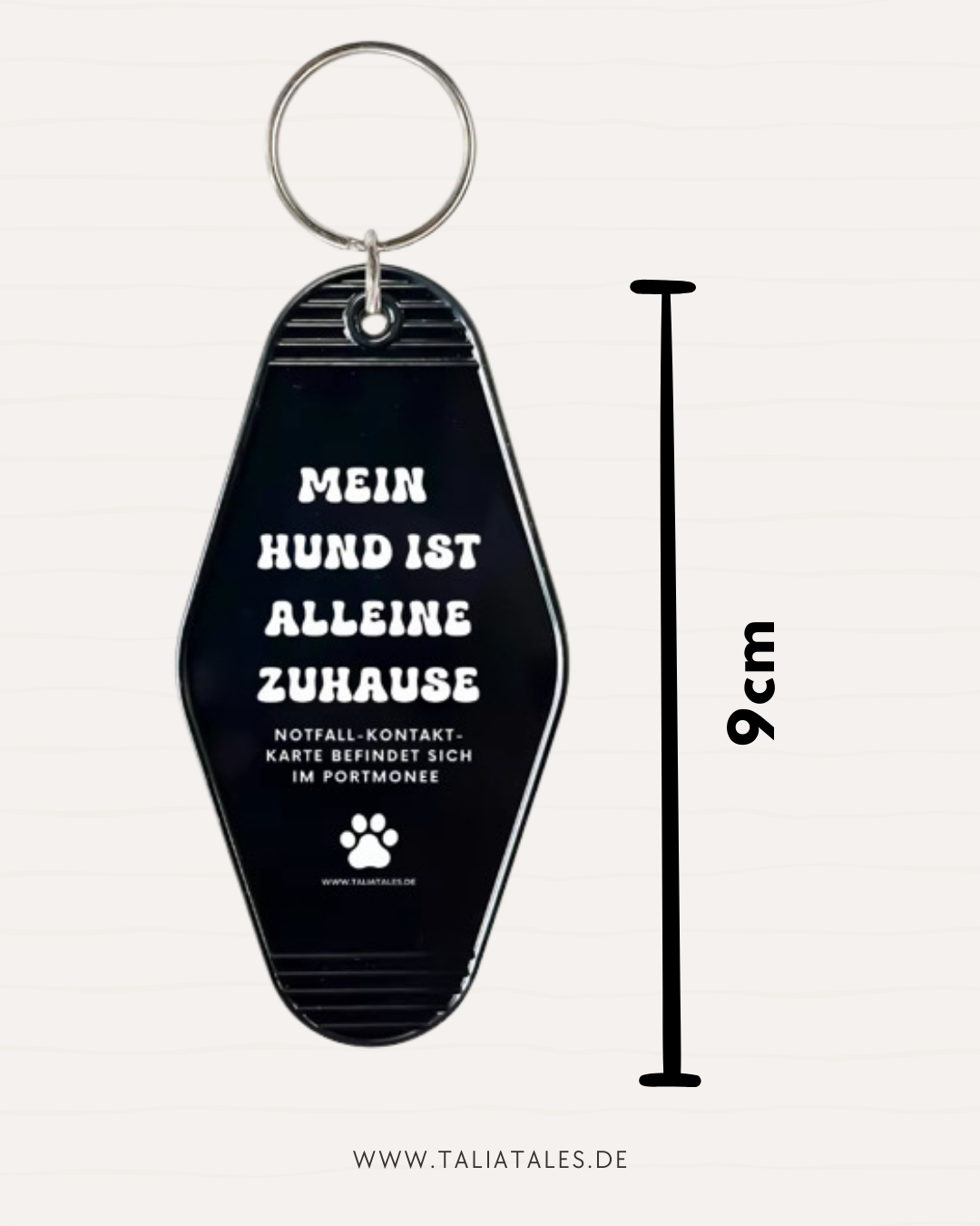 Schlüsselanhänger „Mein Hund ist alleine zuhause“ ALLBlack – inkl. Notfallkarte