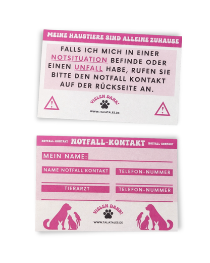 Notfallkarten Haustiere Pink