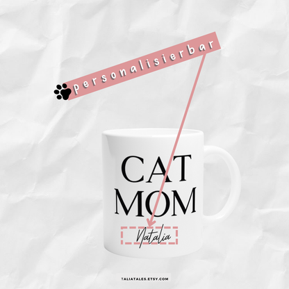 Personalisierte CAT MOM TASSE - WHITE EDITION