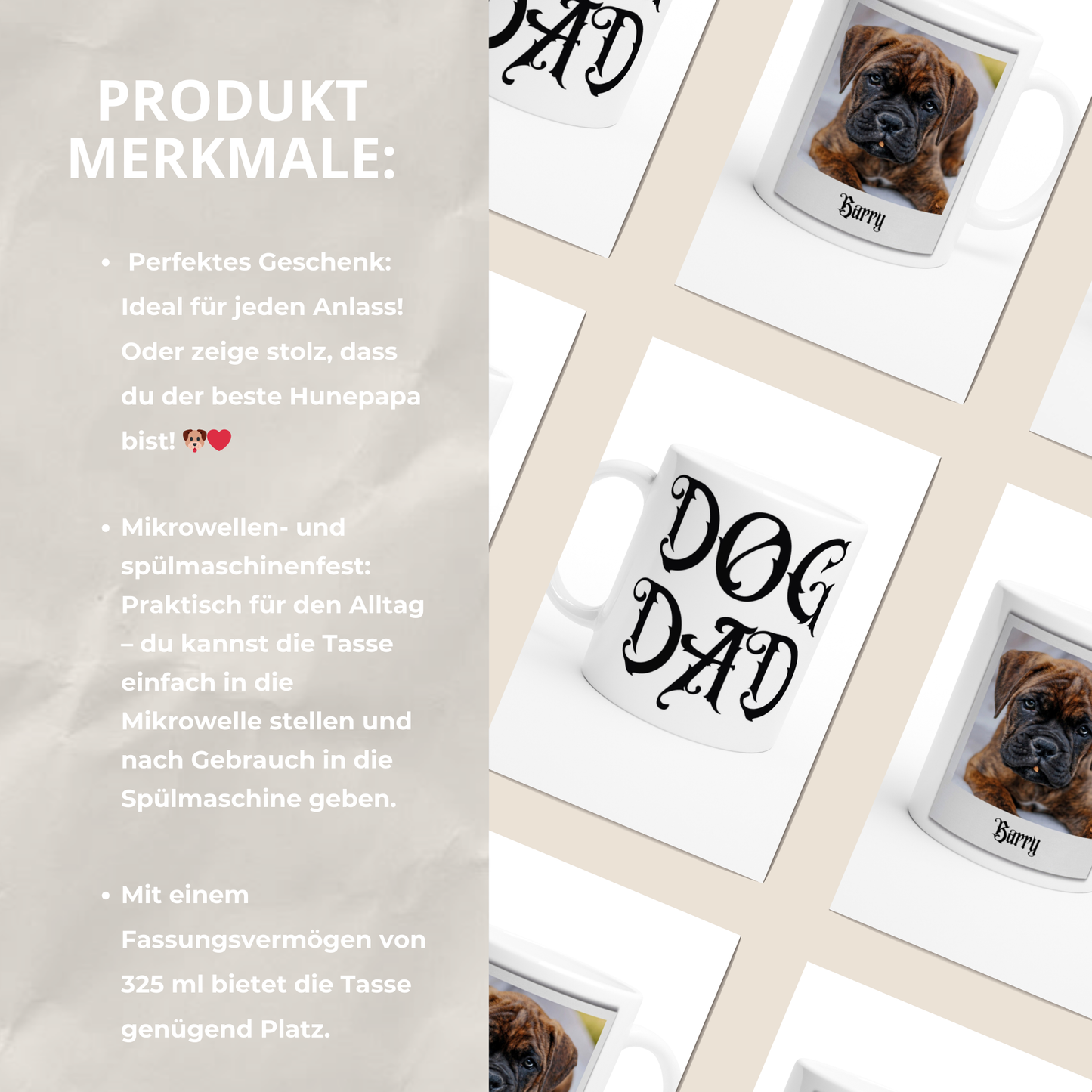 Personalisierte DOG DAD Fototasse III