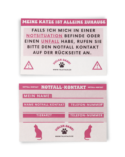 Notfallkarten Katze Pink