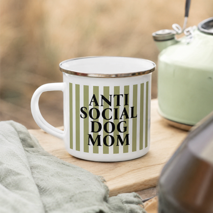 Emaille Tasse Anti Social Dog Mom Tasse x Loki