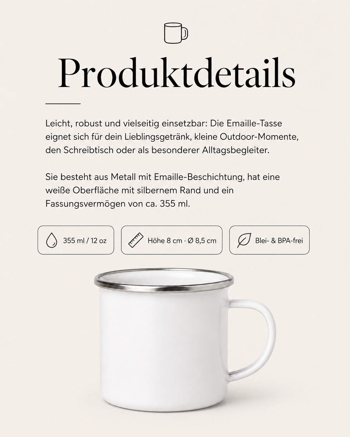 Emaille Tasse TALIATALES (personalisiert)